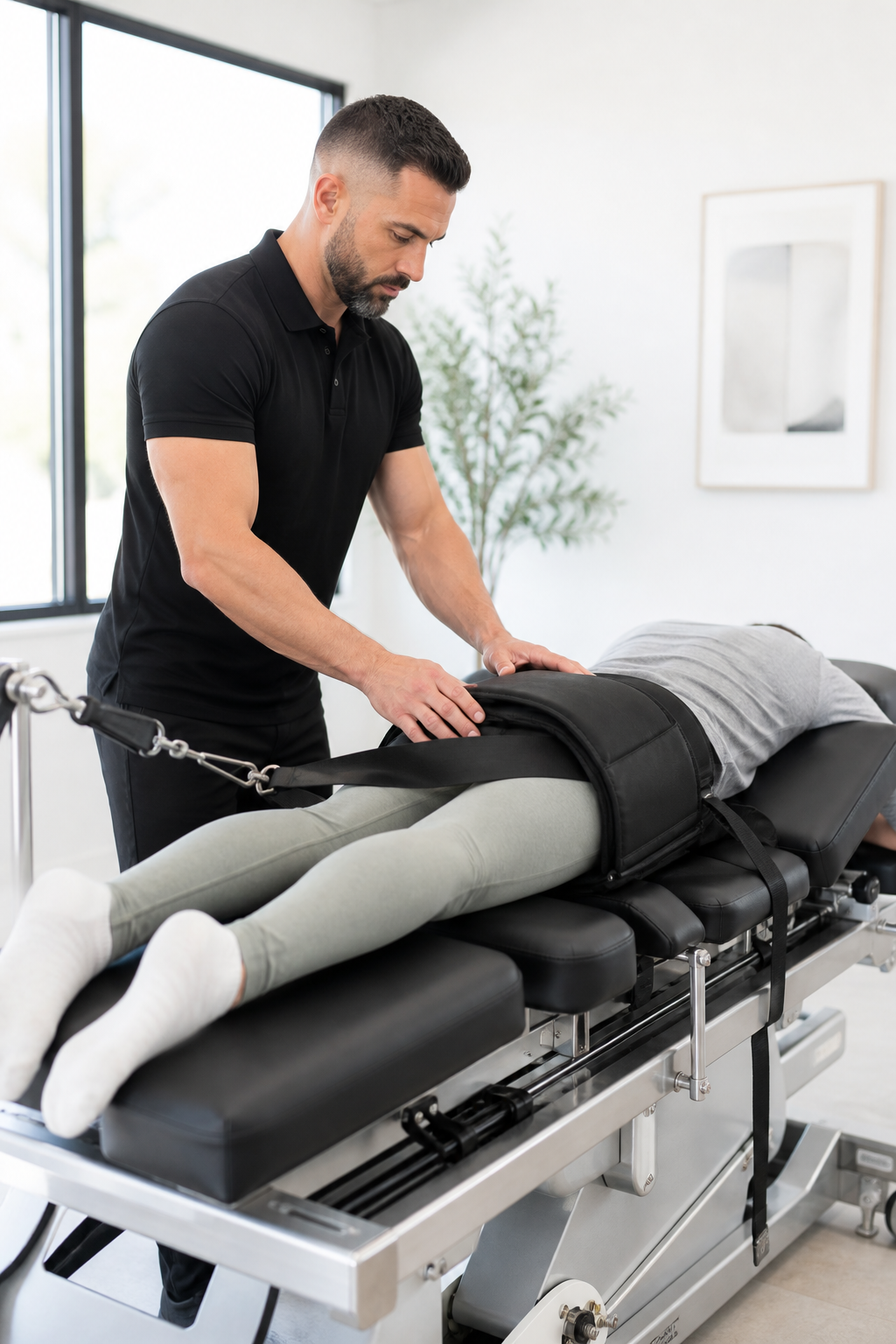 Patient receiving non-surgical spinal decompression therapy at Gaeta Wellness